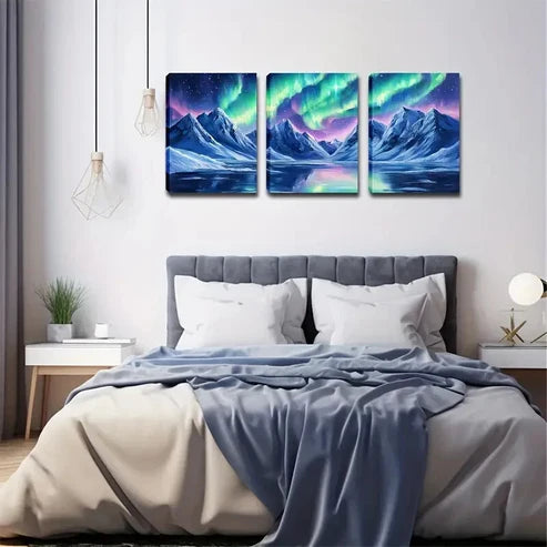 3pcs Mountain Covered with Snow Specific Style Wall Art Canvas Unframed - High Quality Print 100% Australian Made Wall Canvas