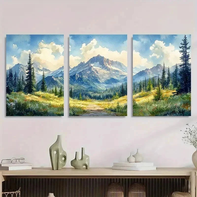 3pcs Mount Rainier Mountain Nature Perfect Wall Art Set Canvas Framed 60x90cm - High Quality Print 100% Australian Made Wall Canvas Ready to Hang - Bella Home Decor