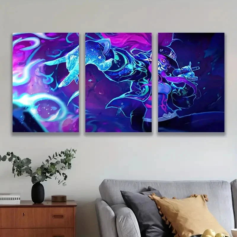 3pcs Vibrant Fantasy Inspired Art Print Wall Art Set Canvas Framed 50x70cm - High Quality Print 100% Australian Made Wall Canvas Ready to Hang