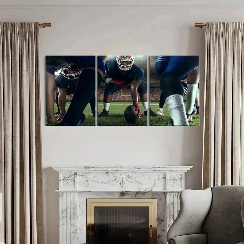 3pcs Rugby Players Football Decor Wall Art Set Canvas Framed 50x70cm - High Quality Print 100% Australian Made Wall Canvas Ready to Hang
