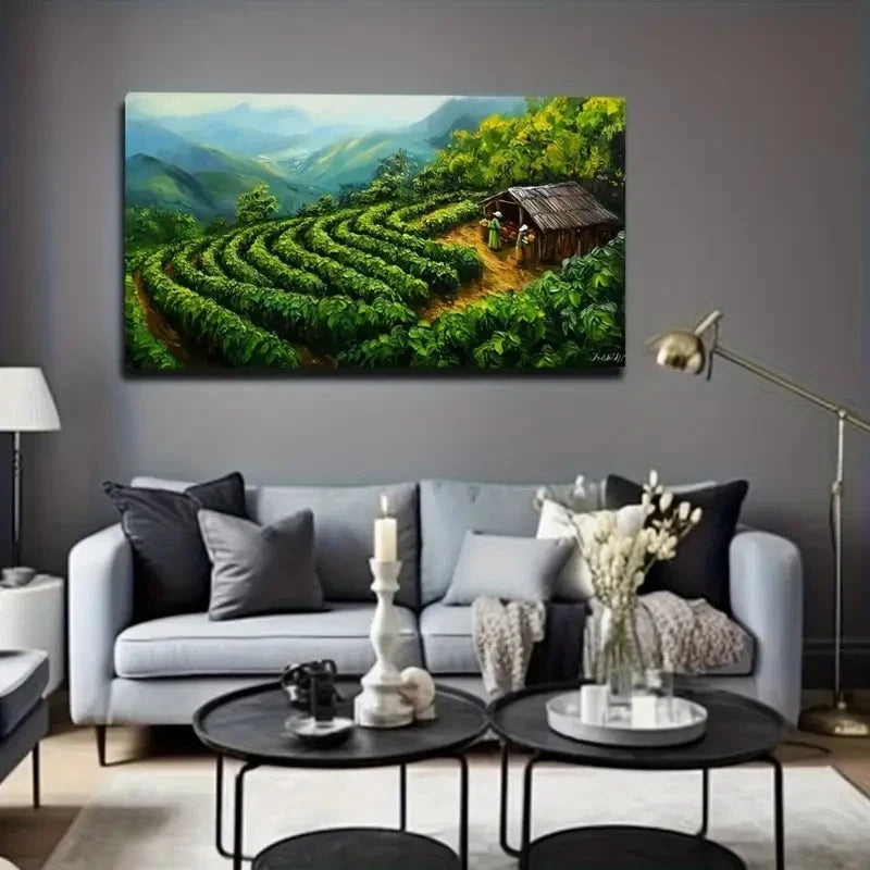 Rustic Tea Garden House Décor Wall Art Canvas Office Home Room Framed 120x60cm