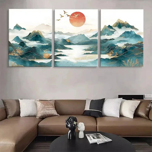 3pcs Elegant Mountain Landscape Serene Perfect Wall Art Canvas Unframed - High Quality Print 100% Australian Made Wall Canvas