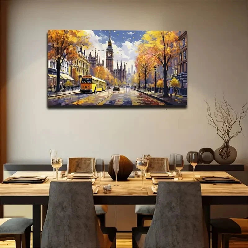 Yellow Tree Branches And Car Wall Art Canvas Office Home Room Framed 120x60cm