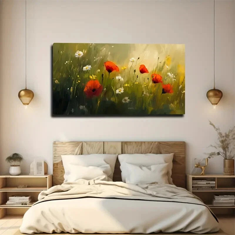 Daisies And Small Yellow Wall Art canvas office home room framed 120x60cm - Bella Home Decor