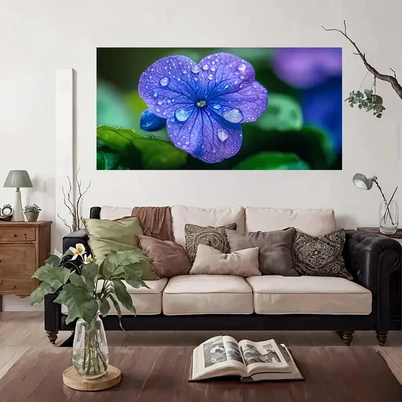 Elegant Purple Hydrangea Floral Wall Art Canvas Office Home Room Framed 120x60cm