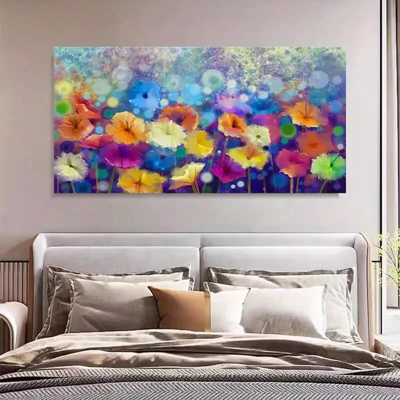 Colorful Floral Abstract Deco Wall Art Canvas Office Home Room Framed 120x60cm - Bella Home Decor