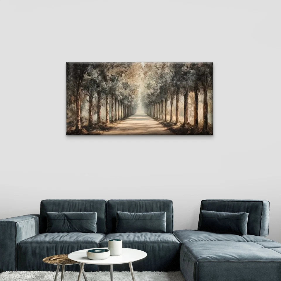 Forest Road Way Trees Wall Art Canvas Office Home Room Framed 120x60cm