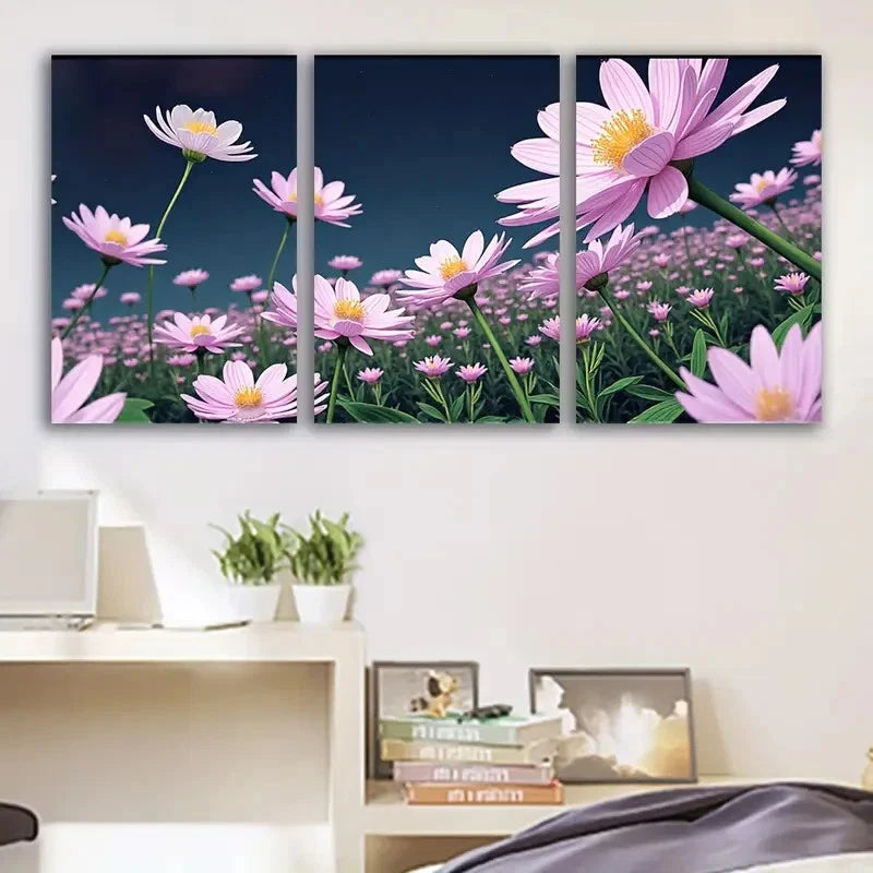3pcs Vibrant Pink Floral Wall Art Set Canvas Framed 50x70cm - High Quality Print 100% Australian Made Wall Canvas Ready to Hang