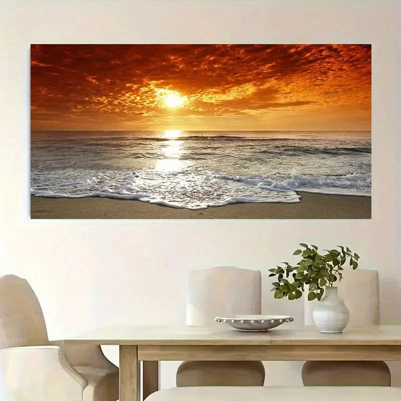 Modern Beach Scene Decor Beach Wall Art Canvas Office Home Room Framed 120x60cm