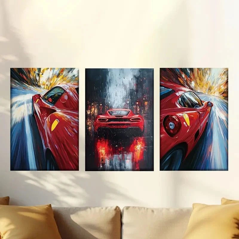 3pcs speed road, abstract background Wall Art Set Canvas Framed 40x60cm - High Quality Print 100% Australian Made Wall Canvas Ready to Hang