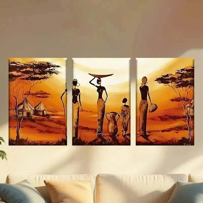 3pcs painting of a family Wall Art Set Canvas Framed 40x60cm - High Quality Print 100% Australian Made Wall Canvas Ready to Hang