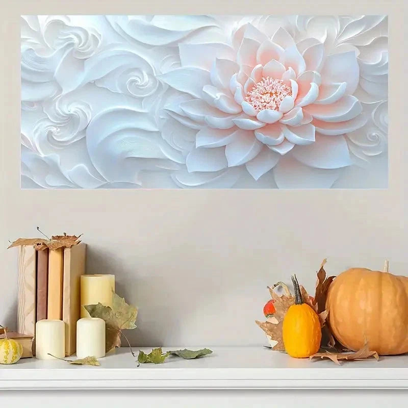 Realistic White & Pink Floral Wall Art Canvas Office Home Room Framed 120x60cm