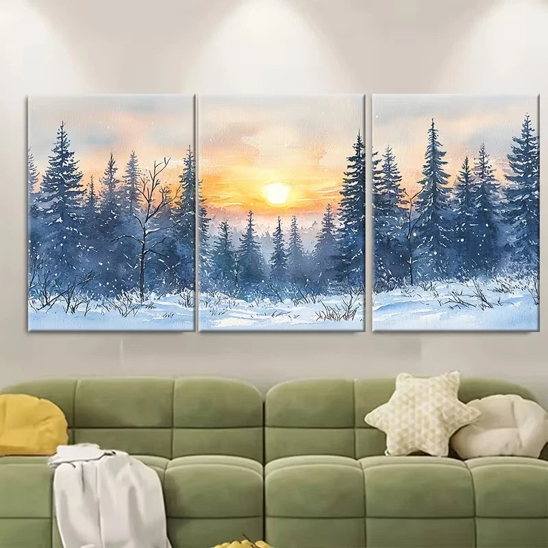 3pcs Winter Wonderland Forest Metal Print Ready to Hang Art