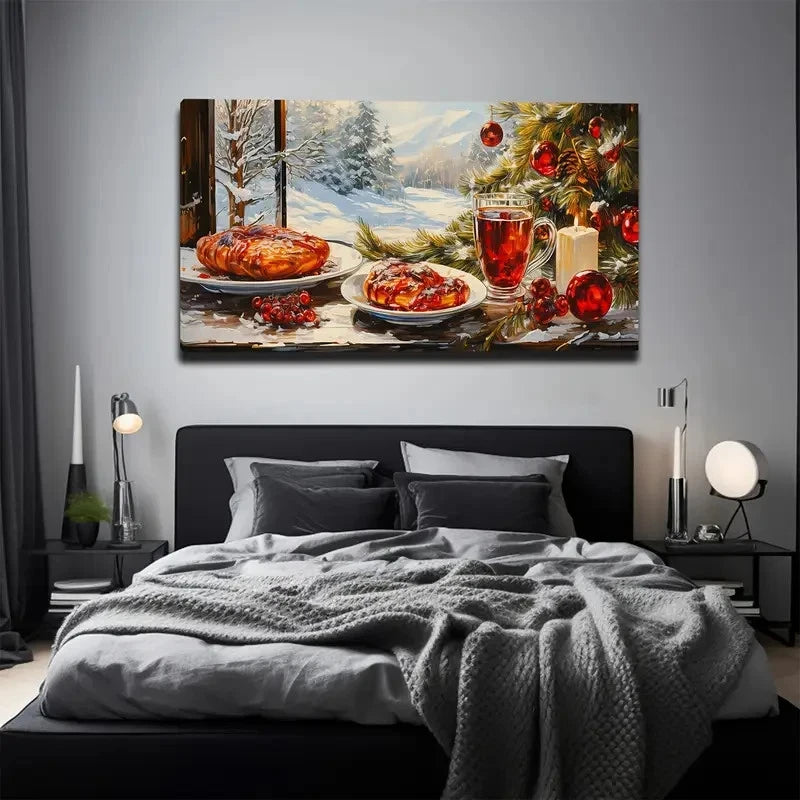 Tree & Red Wine Wall Art Canvas Office Home Room Framed 120x60cm