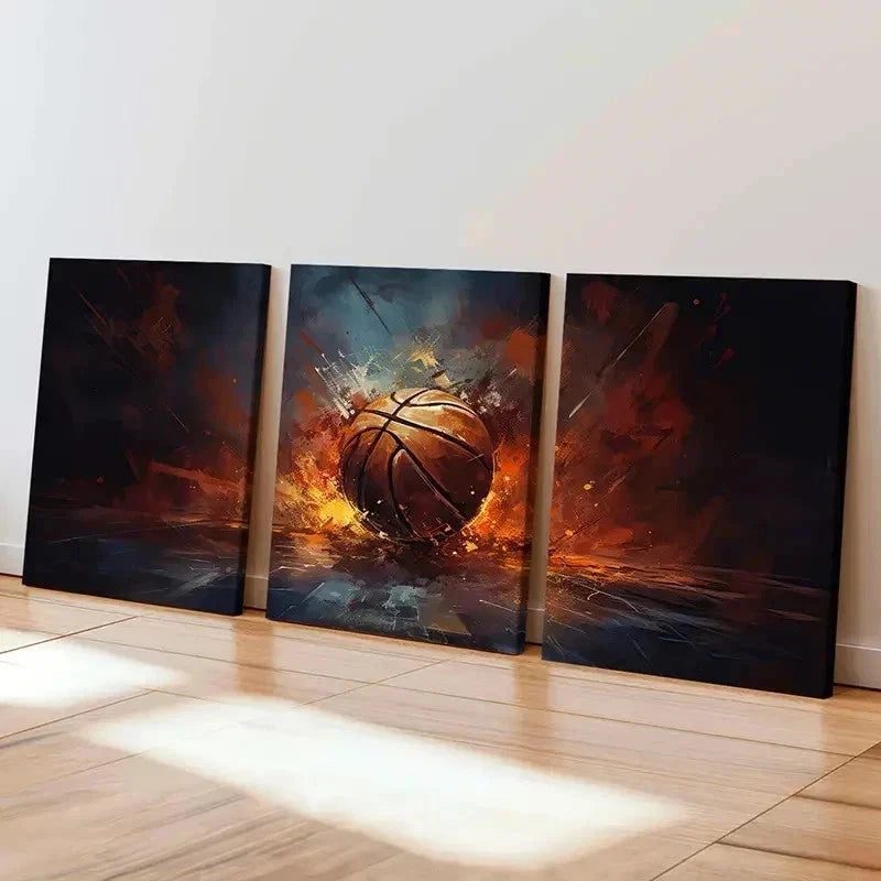 3pcs Abstract Basketball Aesthetic Wall Art Set Canvas Framed 60x90cm - High Quality Print 100% Australian Made Wall Canvas Ready to Hang - Bella Home Decor
