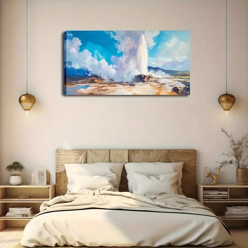 Vibrant Volcano Eruption Décor Wall Art Canvas Office Home Room Framed 120x60cm - Bella Home Decor