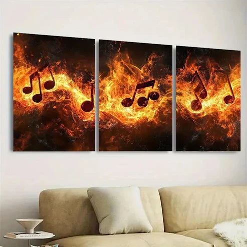 3pcs Music Note Wall Art Set Canvas Unframed - High Quality Print 100% Australian Made Wall Canvas - Bella Home Decor
