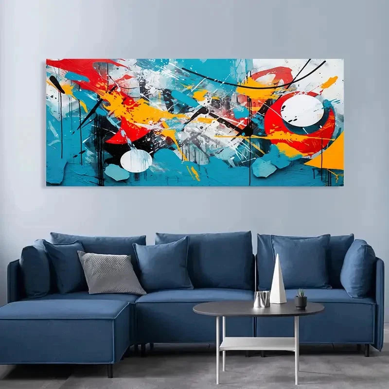 Abstract Graffiti Modern Wall Art Canvas Office Home Room Framed 120x60cm