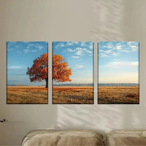 3pcs A Tree in a Field Wall Art Set Canvas Unframed - High Quality Print 100% Australian Made Wall Canvas - Bella Home Decor