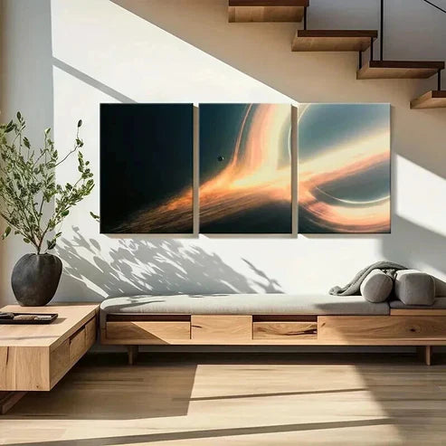 3pcs Sci-Fi Space Futuristic Planet & Black Hole Wall Art Canvas Unframed - High Quality Print 100% Australian Made Wall Canvas