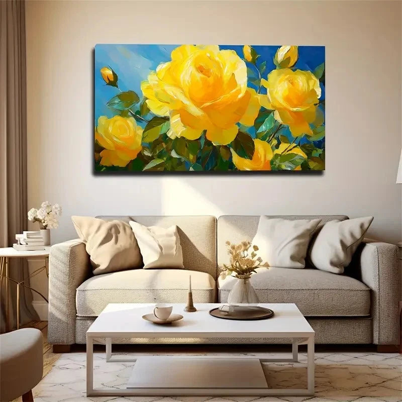 Characteristic Yellow Wall Art Canvas Office Home Room Framed 120x60cm