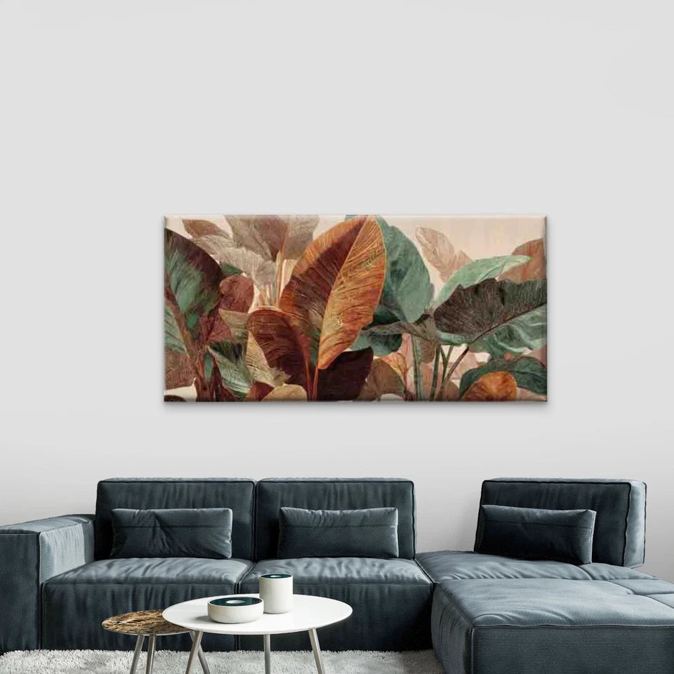 Tropical Theme, Dreamy Leaf Wall Art Canvas Office Home Room Framed 120x60cm - Bella Home Decor