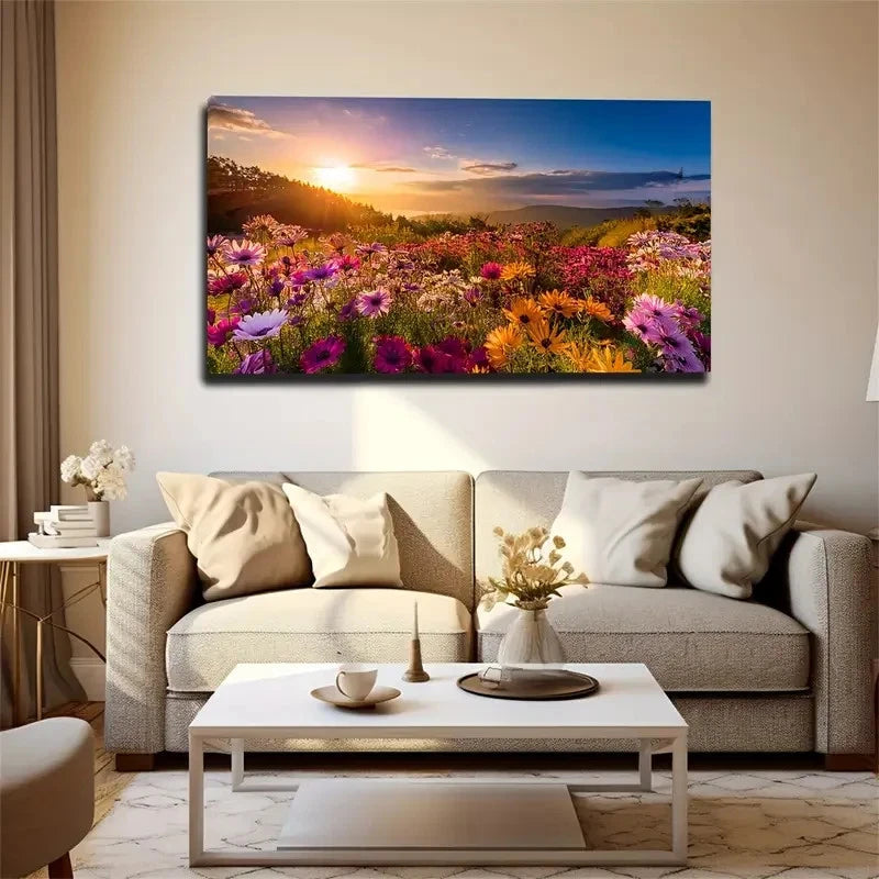 A Beautiful Wildflower Wall Art Canvas Office Home Room Framed 120x60cm