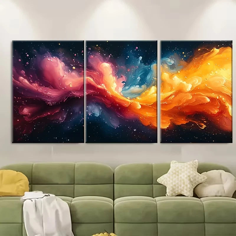 3pcs Modern Bright Abstract Metal Print Ready to Hang Art