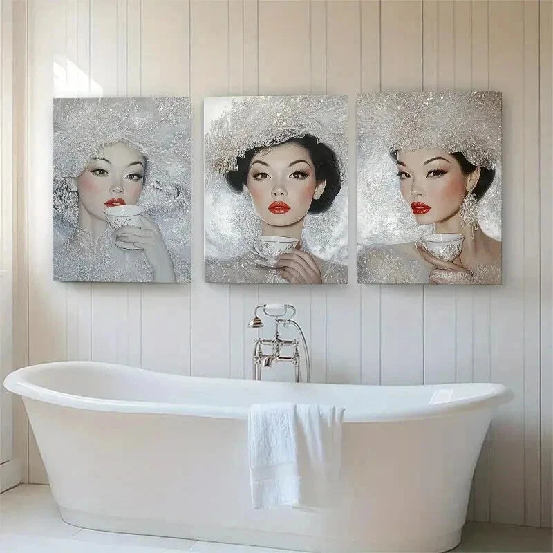 3pcs Elegant Woman Glamour Portrait Perfect Wall Art Set Canvas Framed 60x90cm - High Quality Print 100% Australian Made Wall Canvas Ready to Hang