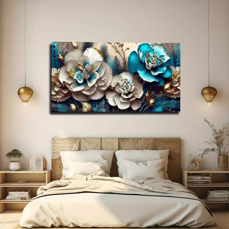 Blooming Flowers Wall Art Canvas Office Home Room Framed 120x60cm