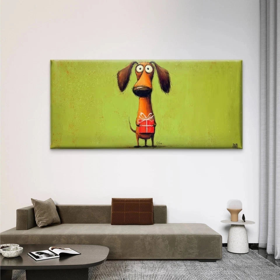 Adorable Puppy Ink Animal Wall Art Canvas Office Home Room Framed 120x60cm
