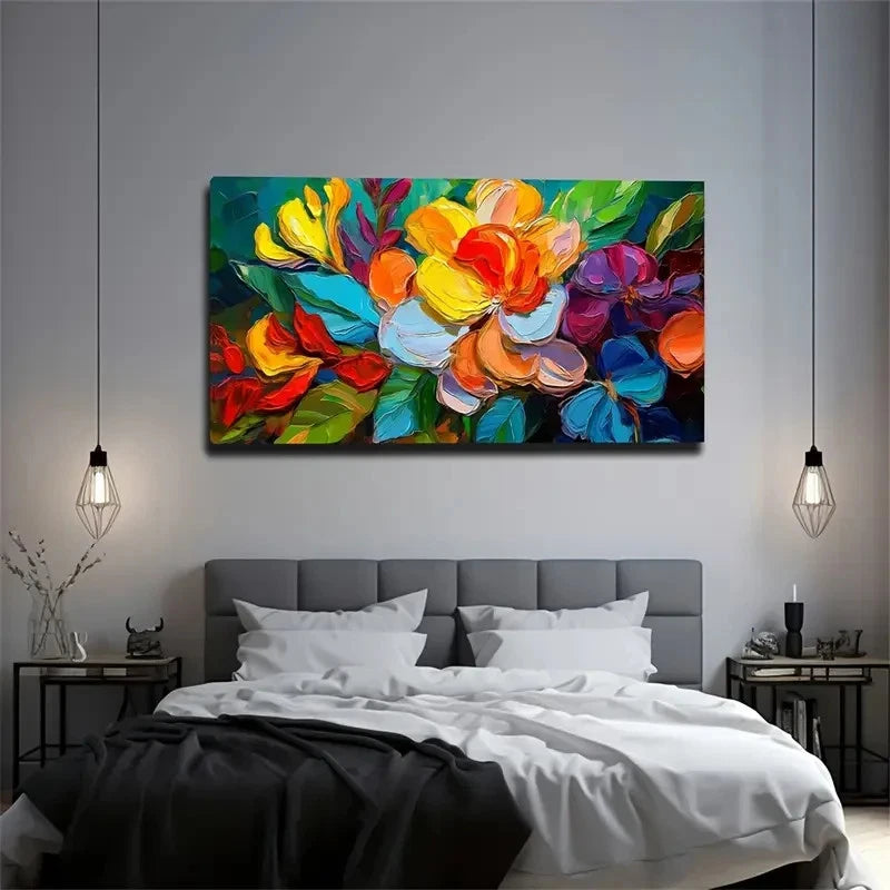 Colorful Flowers Wall Art Canvas Office Home Room Framed 120x60cm
