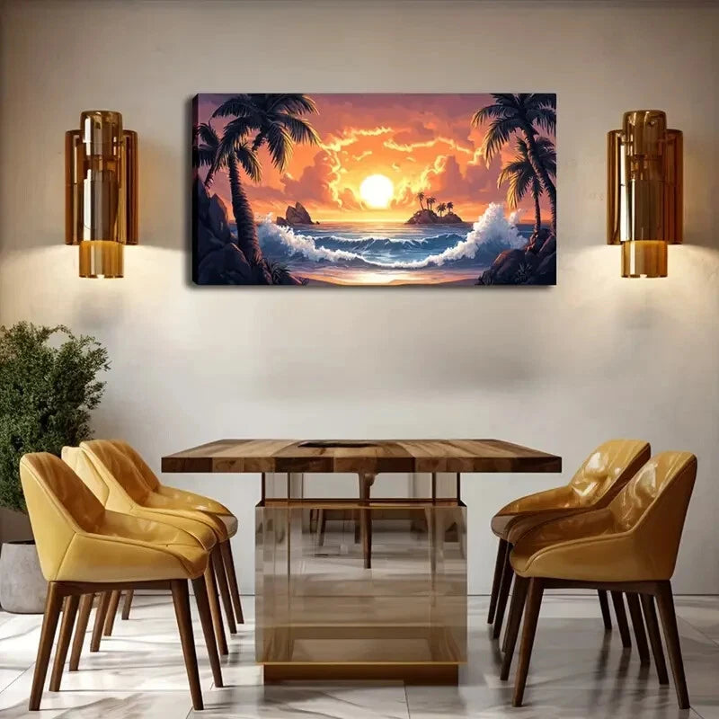 Minimalist Solid Pattern Sunset Wall Art Canvas Office Home Room Framed 120x60cm - Bella Home Decor