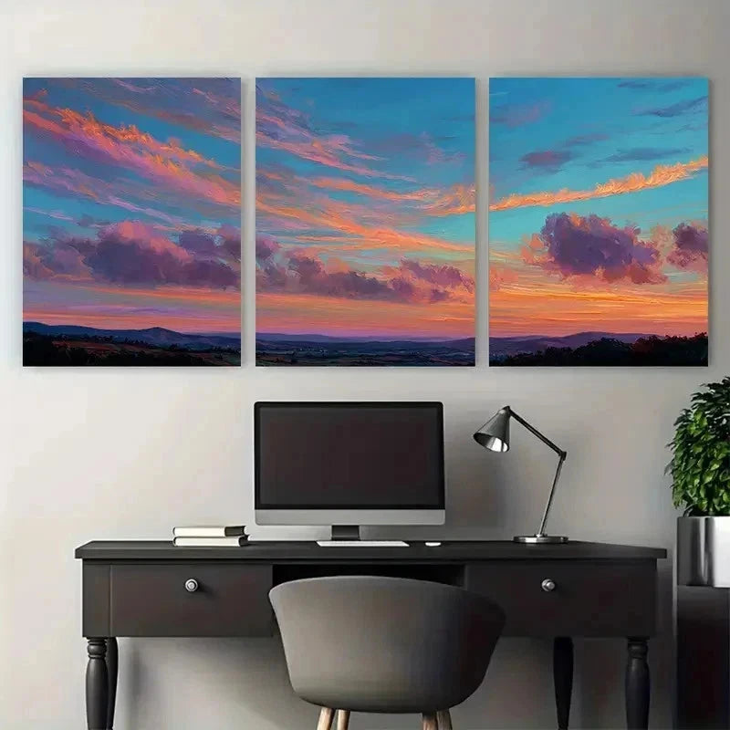 3pcs Landscape Cloud Painting Cloudy Sky Perfect Wall Art Set Canvas Framed 50x70cm - High Quality Print 100% Australian Made Wall Canvas Ready to Hang