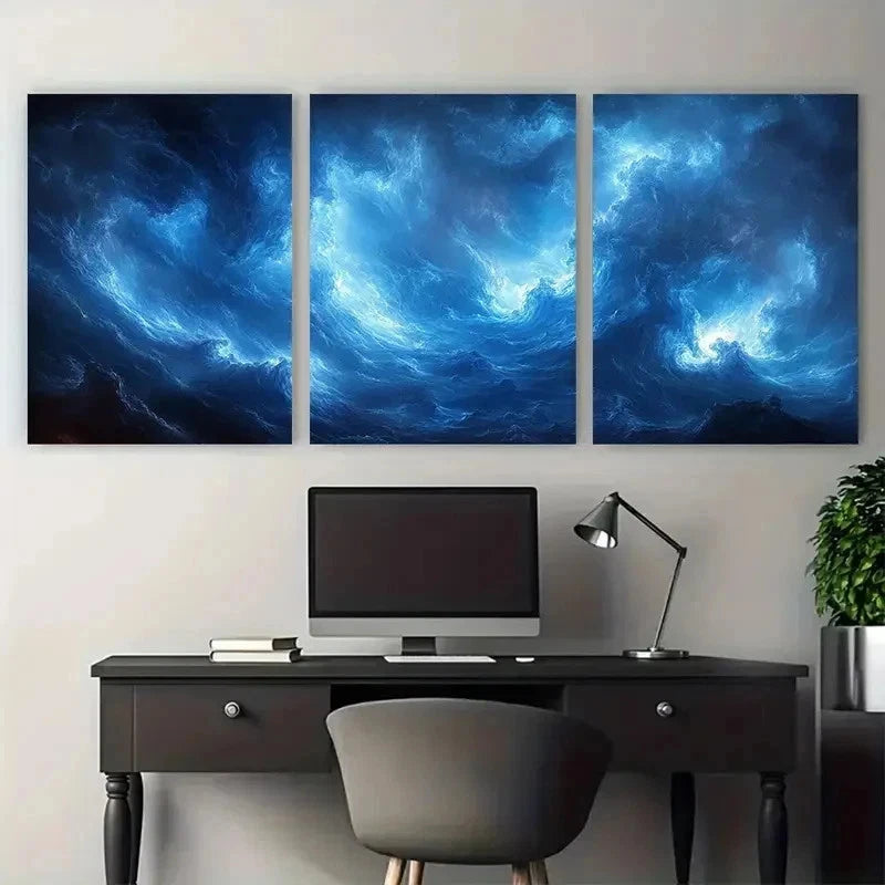 3pcs Mystical Clouds And Celestial Light Perfect Wall Art Set Canvas Framed 50x70cm - High Quality Print 100% Australian Made Wall Canvas Ready to Hang