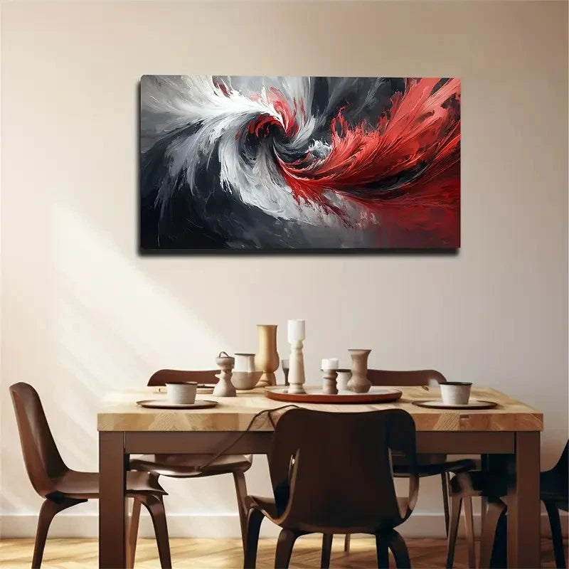 White And Black Vortex Design Wall Art canvas office home room framed 120x60cm - Bella Home Decor