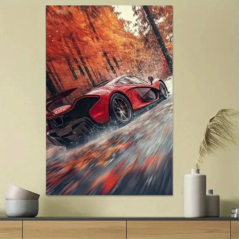 Red Maple Sports Car Luxury Automotive Poster 40x60cm Metal Print Ready to Hang
