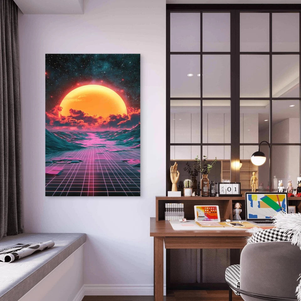 Retro 70s Vibe Background 40x60cm Metal Print Ready to Hang