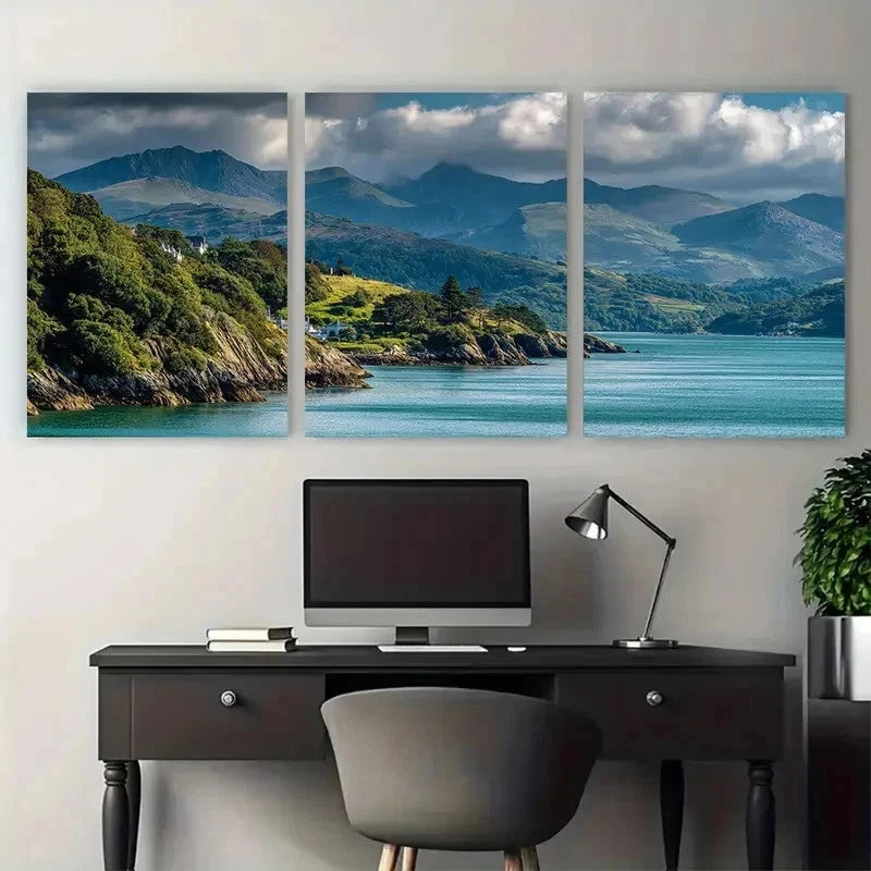 3pcs Anglesey Snowdonia Travel Poster Perfect Wall Art Set Canvas Framed 50x70cm - High Quality Print 100% Australian Made Wall Canvas Ready to Hang - Bella Home Decor