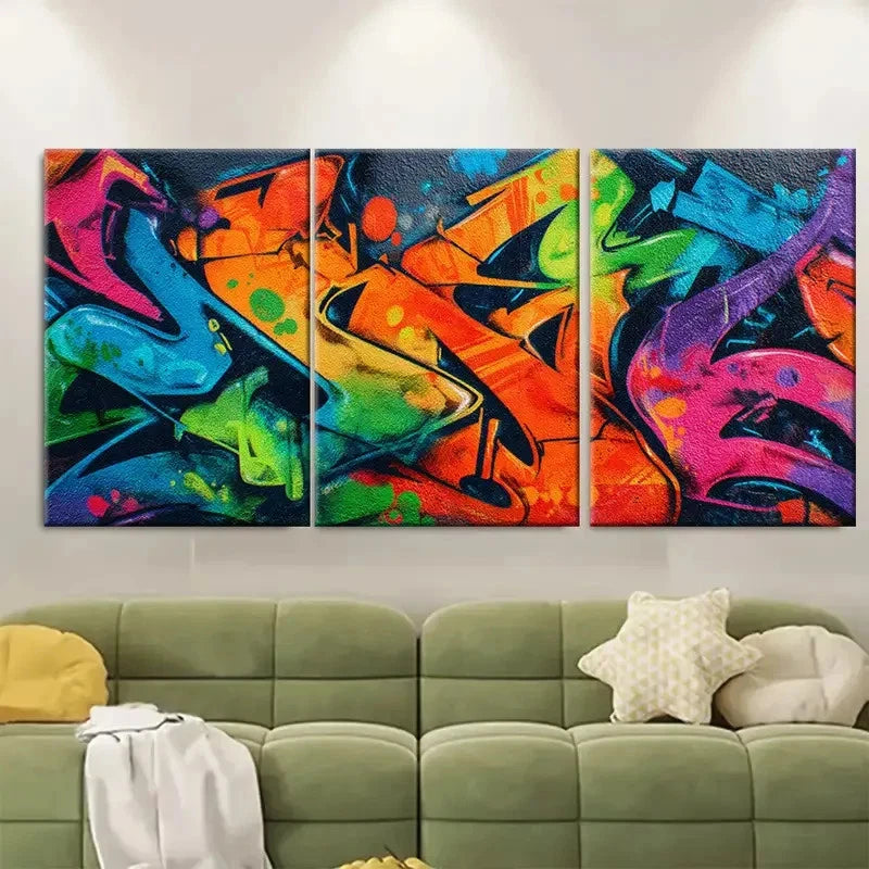 3pcs Street Graffiti Urban Art Design Wall Art Set Canvas Framed 40x60cm - High Quality Print 100% Australian Made Wall Canvas Ready to Hang