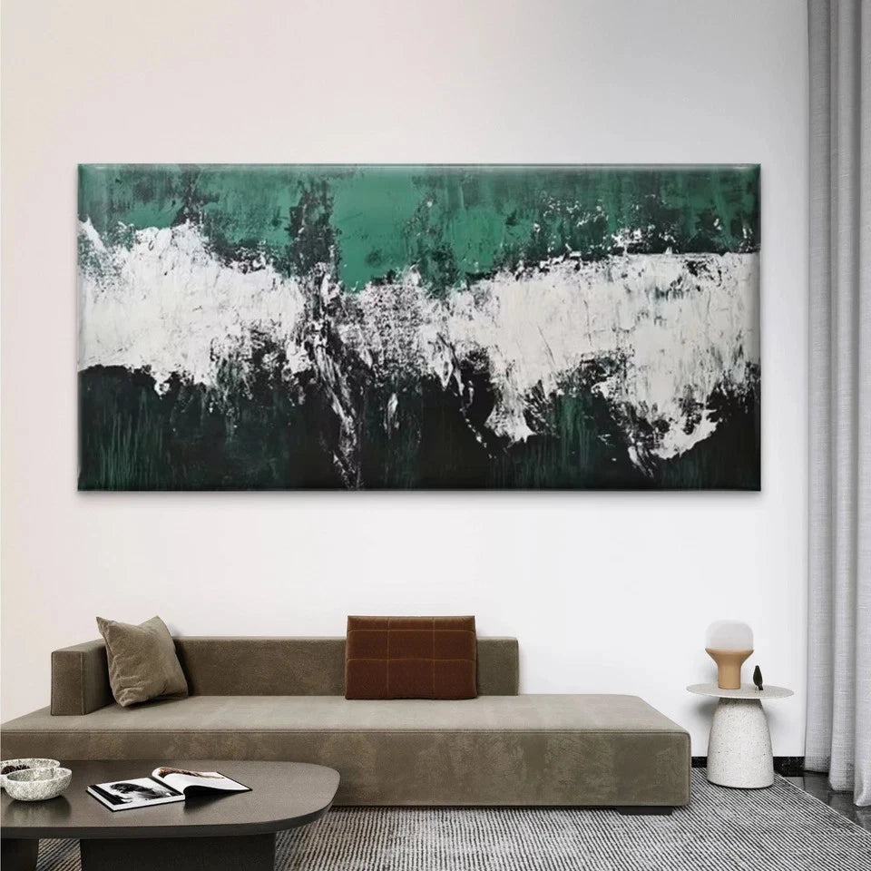 Abstract Black and White Wall Art Canvas Office Home Room Framed 120x60cm
