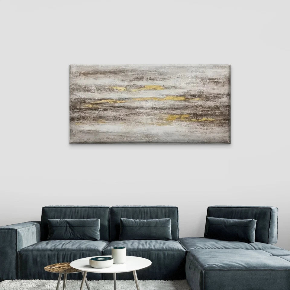 Carpet Grey Yellow Design Wall Art Canvas Office Home Room Framed 120x60cm