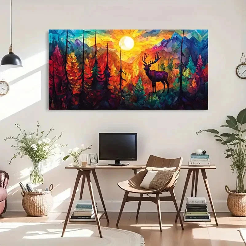 Sunset Vibrant Aesthetic Décor Wall Art Canvas Office Home Room Framed 120x60cm - Bella Home Decor