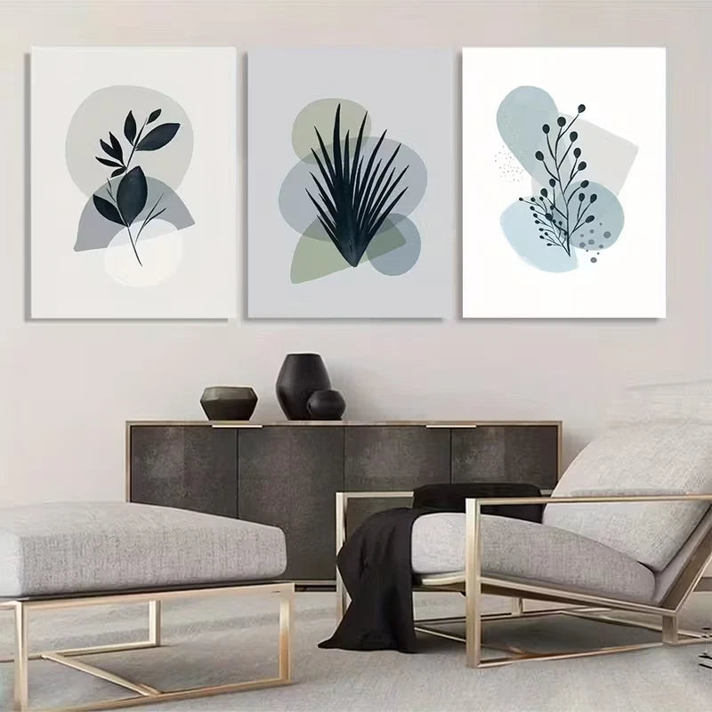 3pcs Muted Tones Of Modern Plant Life Wall Art Set Canvas Framed 60x90cm - High Quality Print 100% Australian Made Wall Canvas Ready to Hang