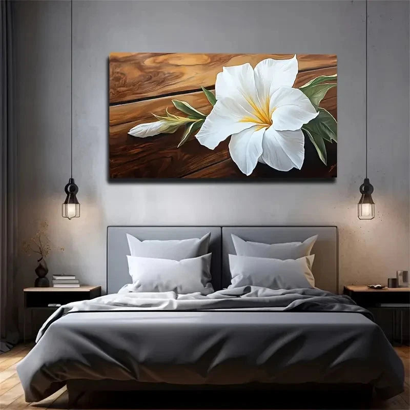 Flowers Placed On Wooden Boards Wall Art Canvas Office Home Room Framed 120x60cm