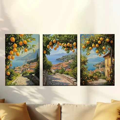 3pcs Elegant Country Orange Trees Wall Art Canvas Unframed – High Quality Print 100% Australian Made Wall Canvas