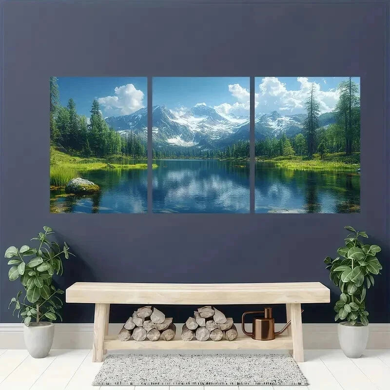 3pcs Lake Oregon Panoramic Scenery Wall Art Set Canvas Framed 50x70cm - High Quality Print 100% Australian Made Wall Canvas Ready to Hang - Bella Home Decor