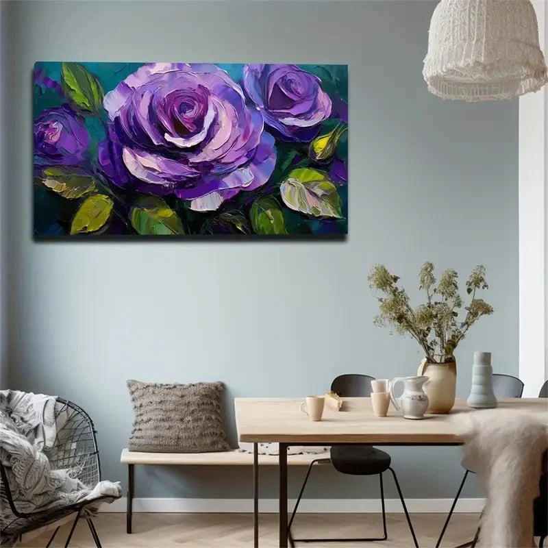Large Purple Rose Creative Wall Art Canvas Office Home Room Framed 120x60cm