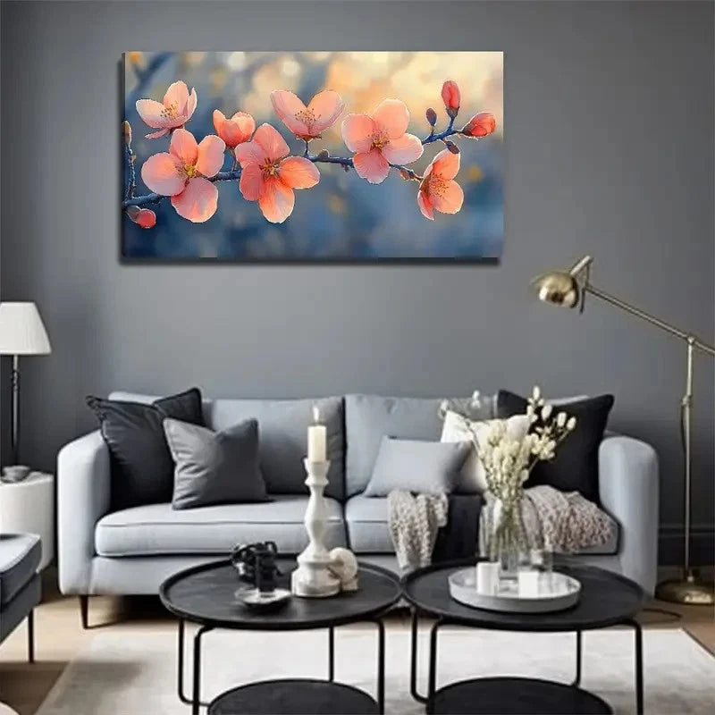 Abstract Pink Peach Blossom Wall Art Canvas Office Home Room Framed 120x60cm
