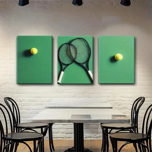 3pcs Tennis Sports Modern Athletic Wall Art Canvas Unframed - High Quality Print 100% Australian Made Wall Canvas